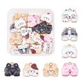 1Box 35 Pieces Cat Enamel Charm Pendant Alloy Enamel Animal Charm Mixed Color for Jewelry Necklace Bracelet Earring Making Crafts Golden 16x18mm Hole: 2mm