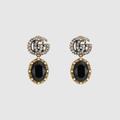 GUCCI Double G Earrings With Black Crystals