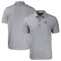 Men's Cutter & Buck Heather Black Las Vegas Raiders Helmet Forge Eco Stripe Stretch Recycled Polo