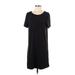 Adeline Clothing Casual Dress - Shift Scoop Neck Short sleeves: Black Solid Dresses - Women's Size Small