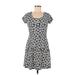 MICHAEL Michael Kors Casual Dress - A-Line Scoop Neck Short sleeves: Black Floral Dresses - Women's Size Medium Petite