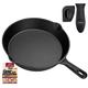 OVERMONT Grillpfanne Gusseisen mit Griff - Gusseisenpfanne 25CM- Voreingebrannte Steakpfannen Bratpfanne - Cast Iron Pan für Gasgrill Backofen Kohlegrill