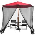 TANGZON 9FT-10FT(2.7M-3M) Garden Umbrella Table Screen, Foldable Patio Parasol Bug Net Cover with Double Zipper & PVC Pipes, Outdoor Parasol Mosquito Netting for Camping Picnic Party Gathering