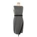 London Times Casual Dress - Sheath Crew Neck Sleeveless: Gray Color Block Dresses - Women's Size 10