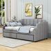 Hokku Designs Khanchan Twin 2 Drawers Daybed Upholstered/Velvet in Gray | 36.1 H x 40.1 W x 79.1 D in | Wayfair FAEB0B43370A4F078254CAD075D2F28C