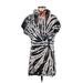 DKNY Sport Casual Dress - Mini High Neck Short sleeves: Gray Print Dresses - Women's Size X-Small