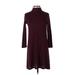 American Eagle Outfitters Casual Dress - A-Line High Neck 3/4 sleeves: Burgundy Print Dresses - Women's Size Small