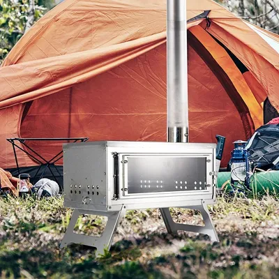 Poêle de camping portable en acier inoxydable avec arc-en-ciel poêle à bois pliable chauffage de