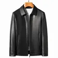 YN-2335 Spring and Autumn Men's Genuine Leather Polo Mock Neck Jacket Fashion Slim Sheepskin Coat