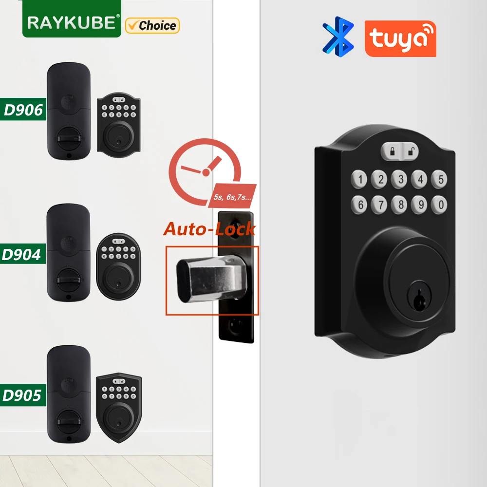 Raykube Digital Deadbolt Lock Tuya Bluetooth Smart Keyless App Passwort entsperren Unterstützung Remote temporären Code einfachen Austausch Image