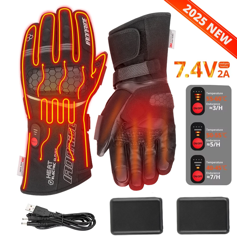 Wasserdichte Motorrad Beheizte Handschuhe USB Elektrische Motocross Heizung Handschuhe Winddicht Beheizte Handschuhe Winter Moto Schutz Image