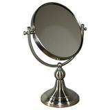 Homestock Industrial Edge 6.25 Diameter Rotating Make-Up Mirror x3 magnification Silver finish