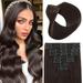 Clip in Hair Extensions Real Human Hair Straight Hair 100% Human Hair Extensions Brazilian Remy Human Hair Clip in Hair Extensions 8pcs Per Set with 18Clips 60g Double Weft Handmade 12Inch #2 Darkest