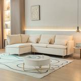 Modular Sectional Sofa Sleeper Sofa with Chaise, L-Shaped Corner Sofa Convertible Livingroom 3 Seat Couch/ Single Chair, Beige