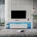 Modern Gloss TV Stand with 2 Drawers & Open Shelves & LED Lights Control Lights for Up to 80" TV Rustic TV Stand