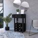 Modern Black Bar Cart with 12 Wine Cubbies and Drawers, Freestanding Floor Wine Racks with Open Cup Holder for Living Room
