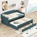 Twin Upholstered Daybed with Trundle & 3 Drawers, Wooden Storage Bedframe, Captains Bed for Bedroom Living Room Guest Room,Green