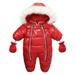 Dezsed Toddler Baby Down Cotton Solid Rompers Newborn Baby Boy Girl Hooded Clothes Snow Suit With Gloves Winter Jumpsuit Thicken Warm Outwear With Zipper 6-24M