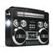 RD-666 Retro AM/FM/SW 3-Band Portable Radio with Bluetooth Boombox Flash Light (Black)