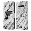 Head Case Designs Officially Licensed NHL St Louis Blues Marble Leather Book Wallet Case Cover Compatible with Samsung Galaxy S10+ / S10 Plus