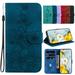 Dteck for iPhone 13 Wallet Case Premium PU Leather Embossed Pattern Folio Flip Case with Card Holders Wrist Strap Kickstand Folio Purse Cover for iPhone 13 Blue Lily
