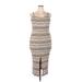 Mudd Casual Dress - Bodycon Scoop Neck Sleeveless: Tan Stripes Dresses - Women's Size 2X-Large