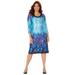 Plus Size Women's Embellished Shift Dress by Catherines in Black Watercolor Border (Size 2XWP)