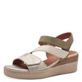 Jana Damen Softline 8-28364-42 470 BEIGE/SAGE Wedge Plateau Sandale Komfortable Mehrweite Alltagsschuh Festlich Elegant Keilsandale, 37 EU Weit