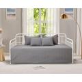 Feyocn 5-Piece Daybed Cover Set Gray,Twin Cozy Daybed Bedding Sets for All Season Double Sided-Quilting Daybed Comforter Bedspread, Geometric Print Day Bed Cover Twin Bed with 4 Pillow Shams,39"x75"