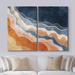 IDEA4WALL Navy Orange & White Watercolor Color Waves Abstract Shapes On Canvas 2 Pieces Print Metal | 24 H x 32 W x 1.5 D in | Wayfair