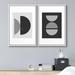 IDEA4WALL Mid Century Modern Boho Black & White Semi Circle - 2 Piece Print Set Metal | 24 H x 32 W x 1.5 D in | Wayfair