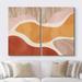 IDEA4WALL Mid-Century Pastel Orange Pink Brown Color Waves Abstract Shapes Modern Chic On Canvas 2 Pieces Print | 24 H x 32 W x 1.5 D in | Wayfair