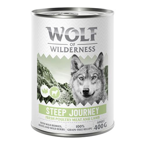 6 x 400 g Steep Journey Geflügel mit Lamm Wolf of Wilderness getreidefreies Hundefutter nass