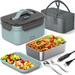 Prep & Savour Deveda Bento Boxes Stainless Steel/Plastic in Gray/Green | 5.75 H x 10.16 W x 7.52 D in | Wayfair 823A47C824CF4223A670BA18DC2D4723