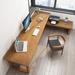 Loon Peak® Haso 3 Piece Solid Wood Rectangle Desk & Chair Set Office Set w/ Chair in Brown | Wayfair FD8F12D877794C13AE2809CB6DDE377F