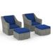Wildon Home® 4 Piece Outdoor Teal Chairs & Ottomans Wicker/Rattan in Gray/Blue | 33.46 H x 28.35 W x 32.68 D in | Wayfair