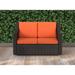 Winston Porter Mercile 50" Wide Loveseat w/ Cushions Wicker/Rattan/Metal/Rust - Resistant Metal in Orange | 33.46 H x 50 W x 32.68 D in | Outdoor Furniture | Wayfair