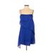 BCBGMAXAZRIA Casual Dress - A-Line Square Sleeveless: Blue Print Dresses - Women's Size 2X-Small