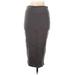 ASOS Casual Midi Skirt Calf Length: Gray Print Bottoms - Women's Size 8