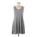 Lou & Grey Casual Dress - Mini Scoop Neck Sleeveless: Gray Marled Dresses - Women's Size Medium