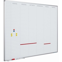 PROREGAL Arbeitstageplaner Whiteboard Mo-Sa inkl. magnetische Tagesstreifen, HxB 60x90cm, 8mm-Platte, inkl. Befestigungsmaterial & Stiftablage, Weiß Image