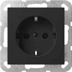 Gira SCHUKO-Steckdose 16A 250V mit Shutter Steckklemmen System 55 Schwarz matt Erhöhter Berührungsschutz Image