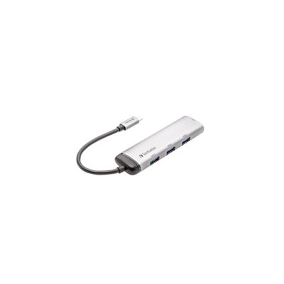 Verbatim USB-Hub 3.1-C Multiport 4x USB Typ-A Kabel 15cm silber