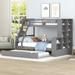 Twin Over Full Wooden Bunk Bed with Trundle, Shelves & Full-Length Guardrails, Can be Separated into 3 Separate Platform Beds