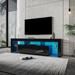 Modern Black TV Stand Entertainment Center w/ Open Shelves & Remote Control Lights, Television Media Cabinet for up to 80" TV