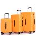 Orange 3 Piece Set Lightweight Suitcase for Long Travel, Hardside Carry On Luggage w/ 2 Hooks and 360° Double spinner wheels