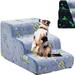 3 Tiers Dog Ramp Glow-in-the-dark sponge Non-Slip Sturdy Pet Steps Non-Slip Balanced Pet Steps Dog Steps for Couch Comfortable Pet Ramp for Older Dogs Cats Injured Small Pets