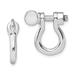 Sterling Silver Polished Shackle Link Screw Single Earring White - Large