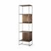 Brown Wood & Silver Metal Frame with 4 Shelf Shelving Unit - 70.9 x 15 x 19.7 in.