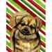 Tibetan Spaniel Candy Cane Holiday Christmas House Size Canvas Flag - 28 x 40 in.